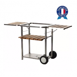 CHARIOT PLANCHA BOIS ET INOX POUR PLANCHA 2 FEUX BAILA