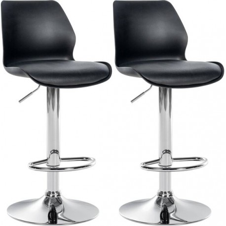 LOT DE 2 FAUTEUILS DE BAR GILBERT - CHROME / CUIR