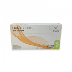 CARTON DE 10 PIECES GANTS VINYLE SENSI'PLUS BLANC TAILLE S X100