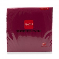 CARTON DE 36 PIECES SERVIETTE MICROPOINTE 2 PLIS 38X38 CM X40P BORDEAUX