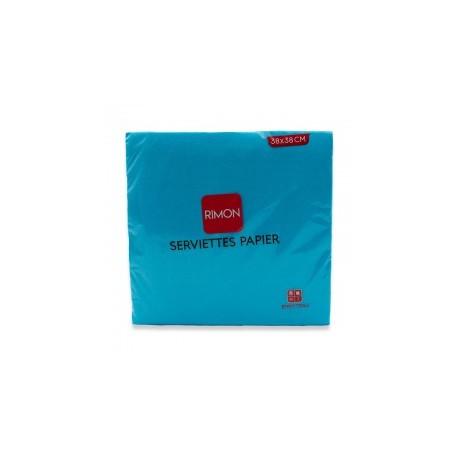 CARTON DE 36 PIECES SERVIETTE MICROPOINTE 2 PLIS 38X38 CM X40P TURQUOISE